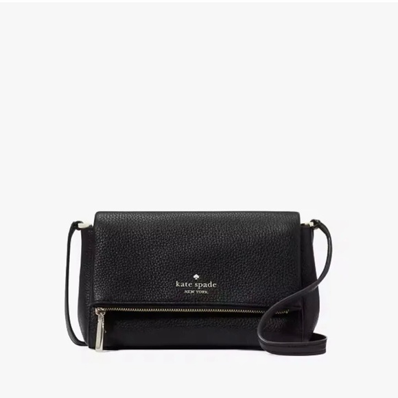 Kate Spade New York Leila Mini Zip Black Pebble Leather Crossbody - Picture 1 of 5